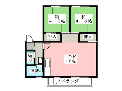 大屋敷ハイツ(2LDK/2階)の間取り写真