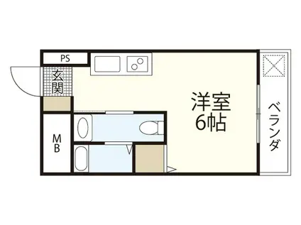 第6みぞたコーポ(1K/3階)の間取り写真