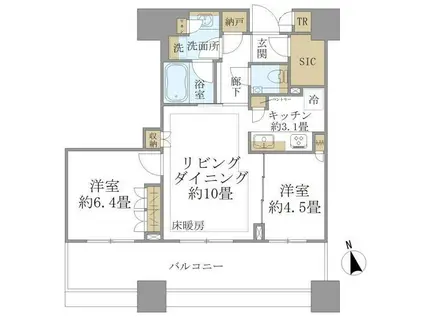 白金ザ・スカイ東棟(2LDK/12階)の間取り写真