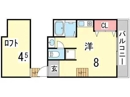リバーライス11(ワンルーム/2階)の間取り写真