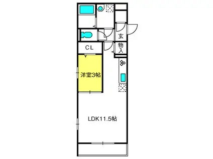 プルミエIII(1LDK/2階)の間取り写真