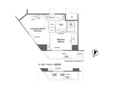 グランハイツ高田馬場(1LDK/11階)の間取り写真