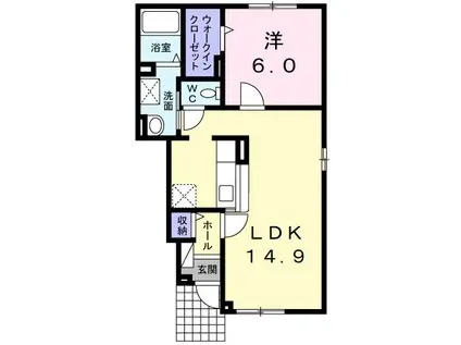 アミ プロムナード(1LDK/1階)の間取り写真
