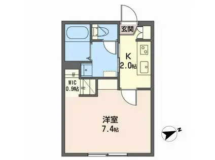 クレストコート(1K/1階)の間取り写真