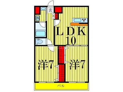 シャルマン青井(2LDK/4階)の間取り写真