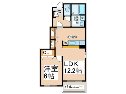 ラ・フォレスタRYU・H・I・J・K(1LDK/1階)の間取り写真