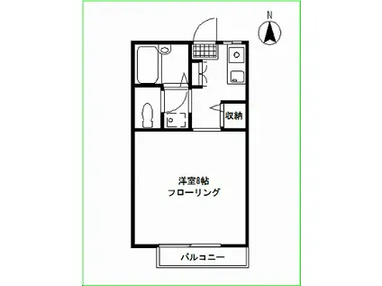 シーガルII(ワンルーム/2階)の間取り写真