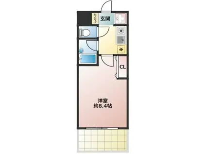 ミ ヴィーダ(1K/3階)の間取り写真