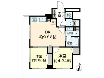 サカエ音羽マンション(2DK/9階)の間取り写真