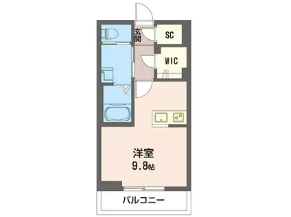 ラリュール(ワンルーム/3階)の間取り写真