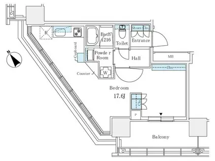 BRILLIA TOWER 浜離宮 ブリリアタワー浜離宮(ワンルーム/7階)の間取り写真