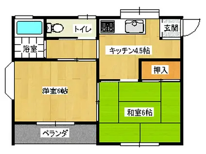 プリメーラ新井(2K/1階)の間取り写真