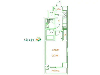 ブライトハーモニー(1K/2階)の間取り写真