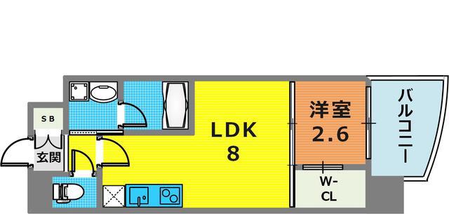 セレニテ神戸元町プリエ(1LDK/10階)の間取り写真