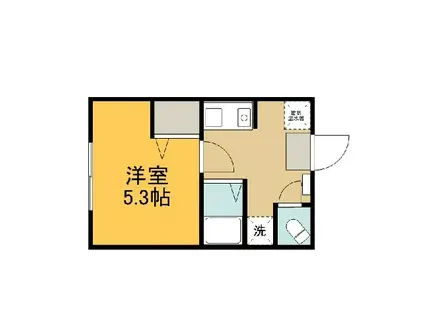 ハッピーリブⅡ(1K/2階)の間取り写真