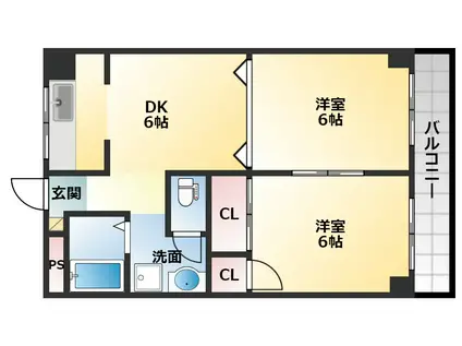 レガットハイツ(2DK/3階)の間取り写真