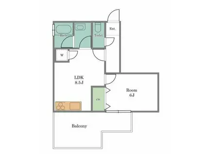 ザ・スタンダード アパートメント(1LDK/2階)の間取り写真