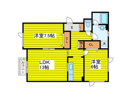 ローズマンション(2LDK/2階)の間取り写真