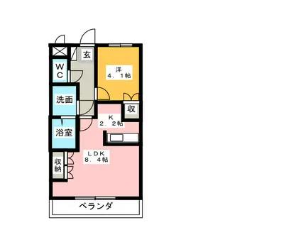 ローズガーデン長塚II(1LDK/1階)の間取り写真