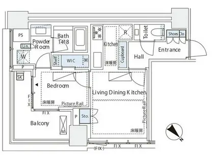 パークコート虎ノ門(1LDK/11階)の間取り写真
