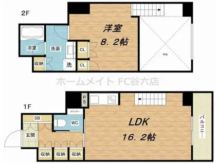 KDXレジデンス本町橋(1LDK/14階)の間取り写真