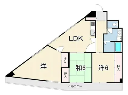 フェイバリー甲東園1・2(3LDK/2階)の間取り写真