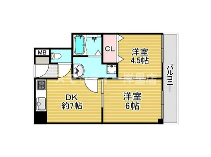 ニュー北加賀屋(2DK/9階)の間取り写真