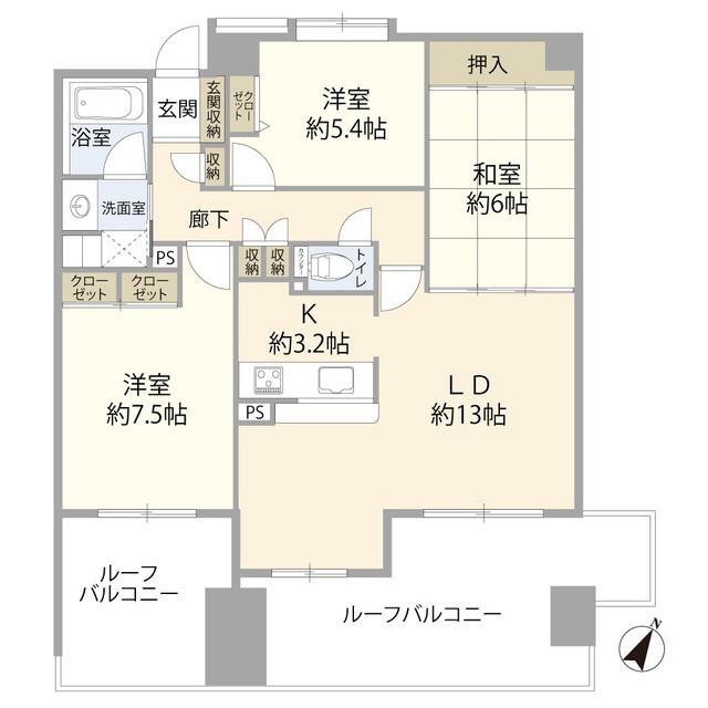 サンリーノ北浦和(3LDK/8階)の間取り写真