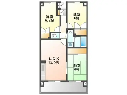 グリーンクロス95(3LDK/3階)の間取り写真