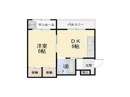 ライフコート(1DK/2階)の間取り写真