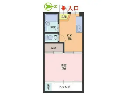 レジデンス花月(1DK/1階)の間取り写真