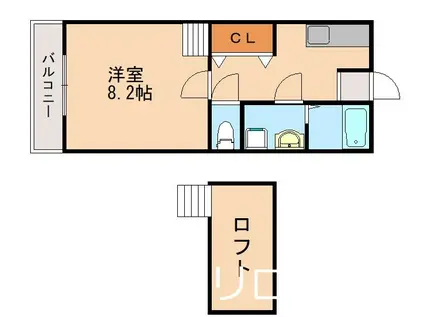 ベルカムールII(1K/1階)の間取り写真