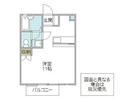 ドミール武藤G棟(ワンルーム/2階)の間取り写真