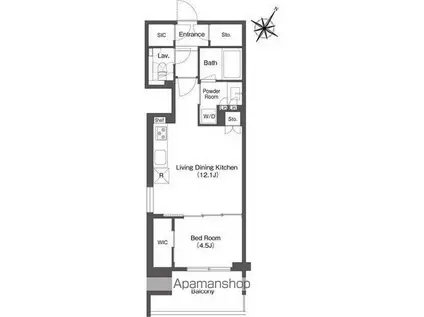 ミリアレジデンス日本橋人形町(1LDK/3階)の間取り写真