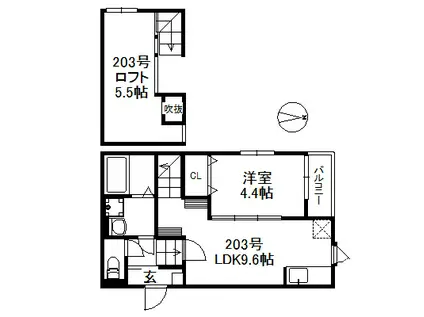 ルナーリア竹下(1LDK/2階)の間取り写真