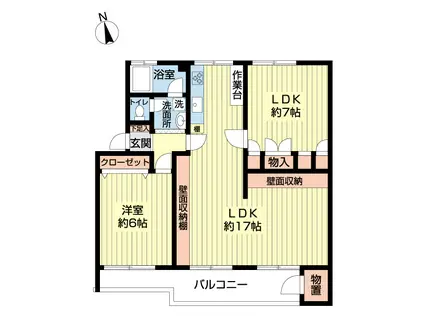 袖ヶ浦団地7号棟(2LDK/5階)の間取り写真