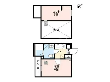 ブルーレース千葉(1K/2階)の間取り写真