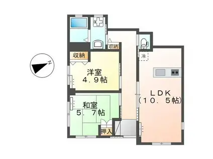 HANA二子玉川(2LDK/1階)の間取り写真