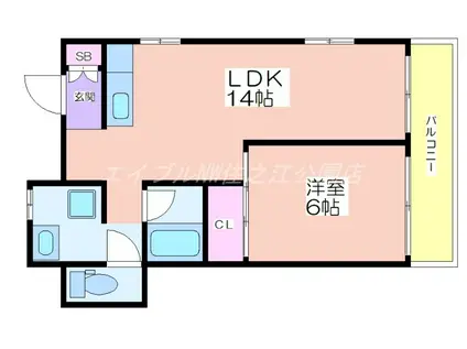 スカイハイツ澤(1LDK/4階)の間取り写真