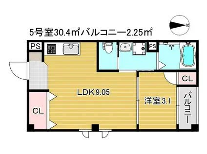 ACHT HIK RESIDENCE 南住吉(1LDK/3階)の間取り写真