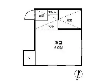 ウエスト VALLEY(ワンルーム/2階)の間取り写真