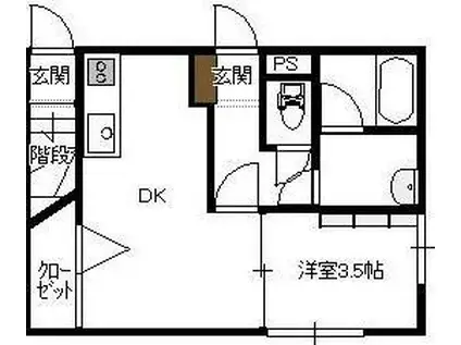 アールスリー青山(1DK/1階)の間取り写真