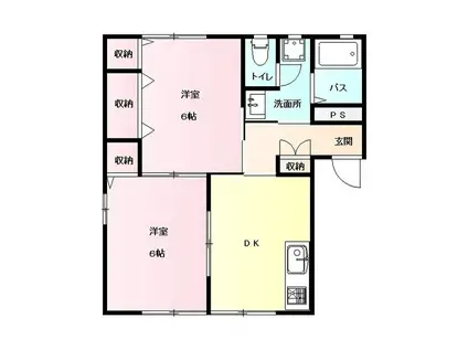 ヴェル・スーズ B(2DK/2階)の間取り写真