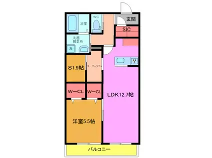 VENT VERT(1SLDK/1階)の間取り写真