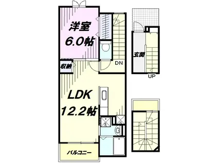 フォンターナ コモド(1LDK/3階)の間取り写真