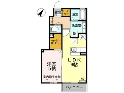 フェリオ(1LDK/1階)の間取り写真