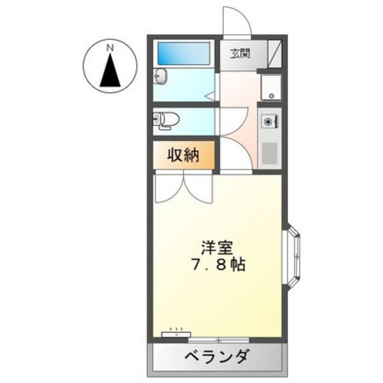 ユースパレス土井(1K/2階)の間取り写真