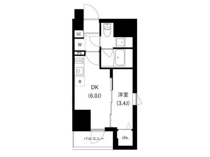 WHARF駒込(1DK/7階)の間取り写真