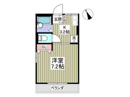 ベールハイム(1K/2階)の間取り写真