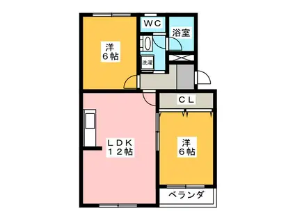ラフィーネK(2LDK/2階)の間取り写真